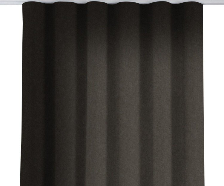 Комплект штор канвас тёмно-коричневый, на тесьме «Волна»